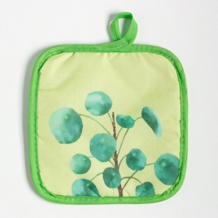 Kitchen set 2 objects of the “tropical” color color green: a severity 17x17 cm, mittens 25x16 cm, 100% p/e-3