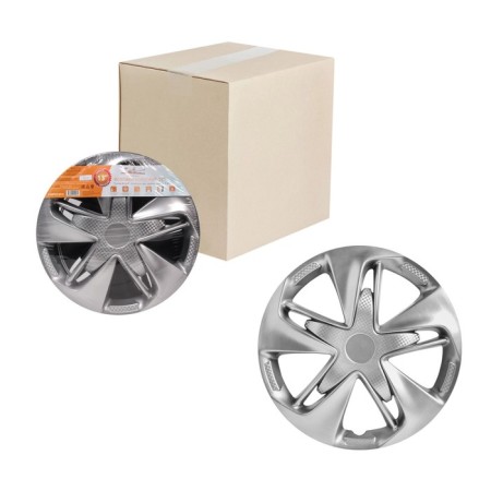Wheel caps 13 "Super Astra", Silver, Carbon, set 2 pcs, AWCC-13-19