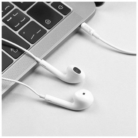 Hoco M55 headphones, wired, inserts, microphone, jack 3.5, 1.2 m, white-4