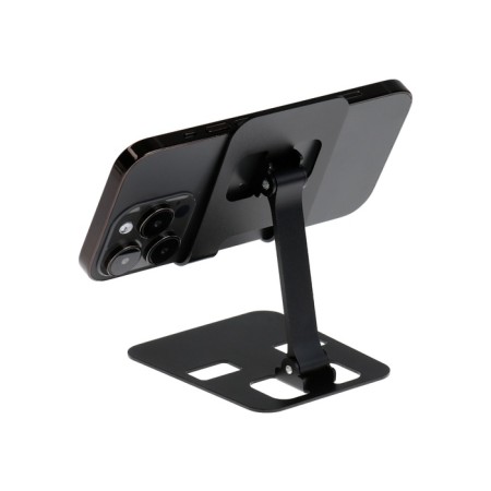 A phone stand, adjustable, folding, metal, rubber inserts, black-3