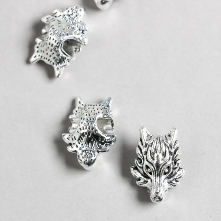 Busina for creativity Metal "Head of the Wolf" silver 1.8x1.3 cm