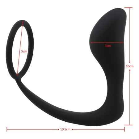 Anal plug with an erective ring, prostate stimulator, software, silicone, black-3