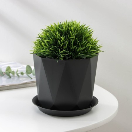 Pot for flowers with a prism palm, 1 l, graphite color-4