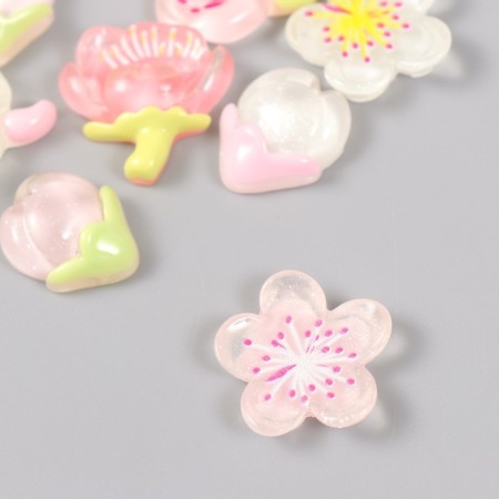 Decor for creativity plastic "Blocked tulip" Gloss Mix 2.4x2.4 cm-1