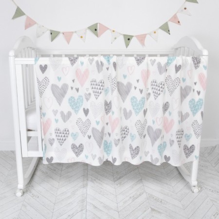 Fleet blanket "Multi -colored hearts", size 100x118 cm