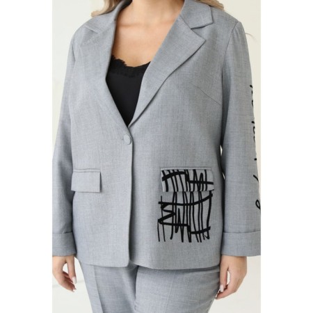 Female costume: jacket, trousers, size 48, gray color-10