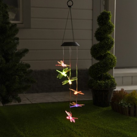 Garden lamp on the solar battery "Dragonfly", 12.5 × 86 × 12.5 cm, 6 LED, glow of multi
