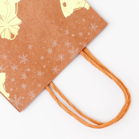 Golden embossing craft package, round handle, "bell" 15 x 21 x 8 cm, 120 g-2