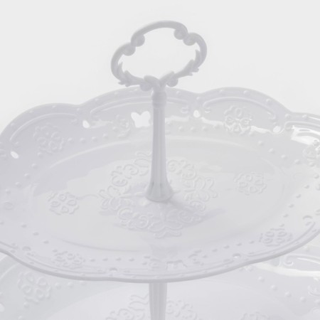 Ovalno-Ovalnaya Farrier “Vivien”, 2 tiers, 25.5 × 17.5/30 × 21.5 cm, white color-2
