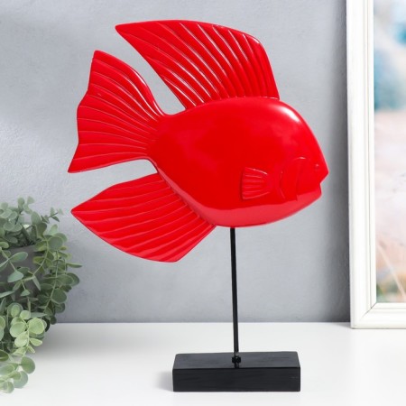 Souvenir Polystone "Fish on the stand" Red 6.8x29x38.5 cm-3