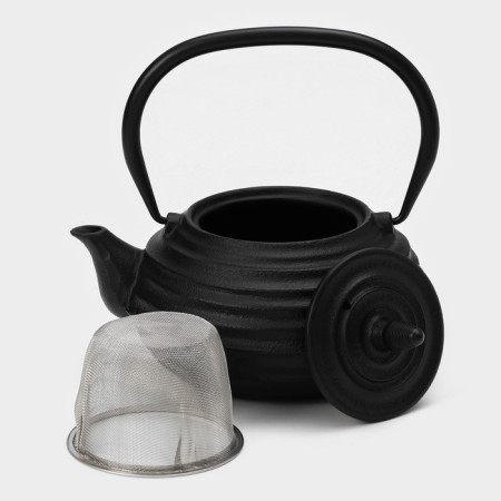 Cast iron kettle with enameled coating inside Magma "Tanan", 800 ml, with sieve-1
