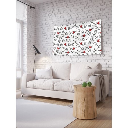 Decorative panel with photo printing "Black and white hearts", horizontal, size 100x150 cm