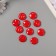Acrylic beads "flat crushed circle" red 2.5x2.5x0.6 cm