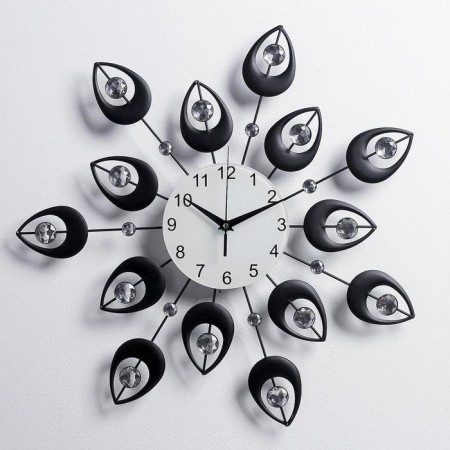 Watching clock, series: openwork, "black petals", smooth move, D-15 cm, 47 x 47 cm-4