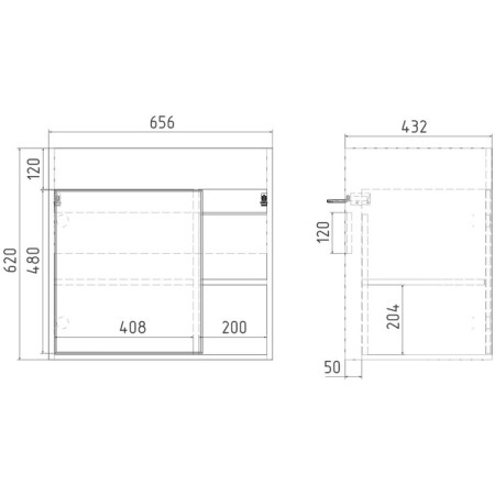Viant Boston Tumba 1 sash, suspended, 425x655x620 mm, with COMO 70 shell-4