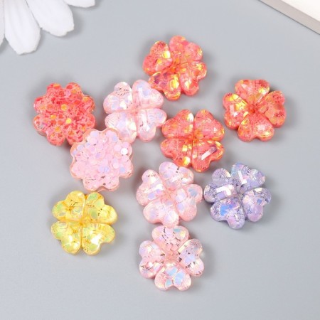 Decor for creativity plastic "Flower from hearts" mix d = 1.8 cm