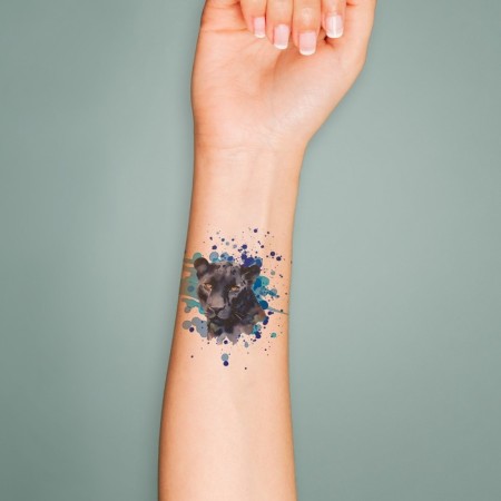Tattoo on the body color "watercolor. Panther" 6x6 cm-2