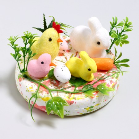 Easter decor "Kurochka and hares" 13.5 × 13.5 × 8 cm-2