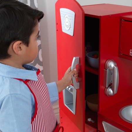 Toy kitchen made of wood "vintage", red color-2