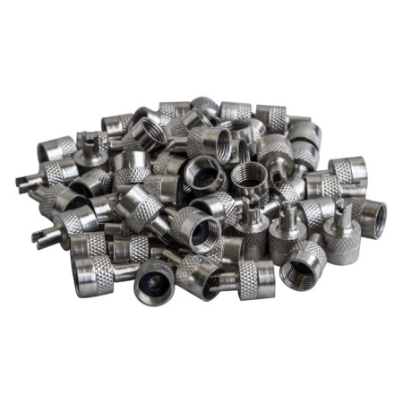 Caps on the tire valve with a key, chrome, metal, 60 pcs., AVC-60-04