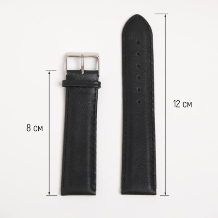 Watch strap, male, 22 mm, harness 80 mm, larynx 120 mm, genuine leather, black-1
