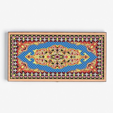 NARDS "Blue Pattern", wooden board 50 x 50 cm, with a field for playing checkers