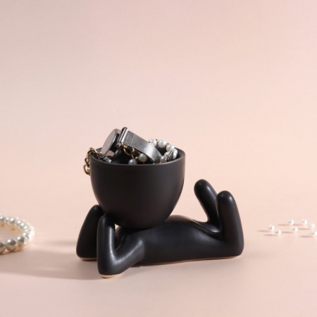 Interior item "Mr. Green to the joke" 7.5*12.3*6.7 black ceramics-3