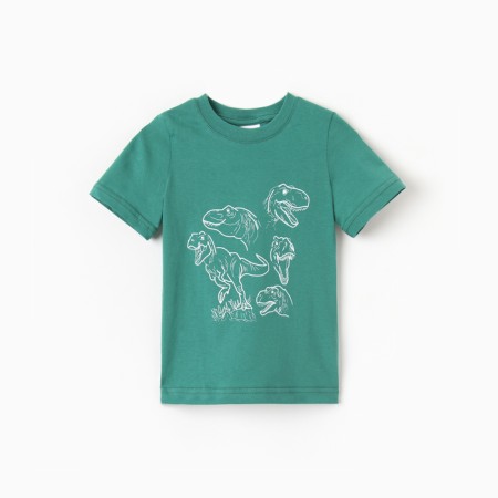 T-shirt for the boy "Dinosaurs", dark green color, height 122-128 cm