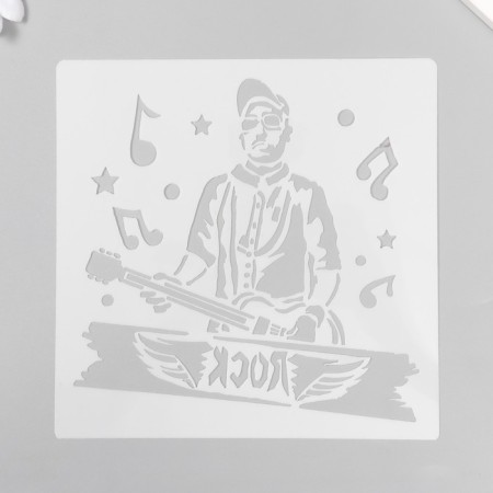 Stencil plastic "rock and roll" set 10 pcs 15x15 cm-1