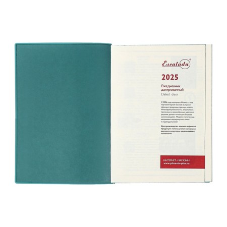 Dated 2025 diary, Escalada, A6+ 176 sheets, soft cover, artificial leather, pancake embossing, tinted block 70 g/m2, green-4
