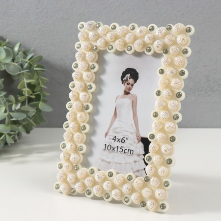 Photo frame 1131 10x15 cm "Pearls" plastic, col. lactic-1