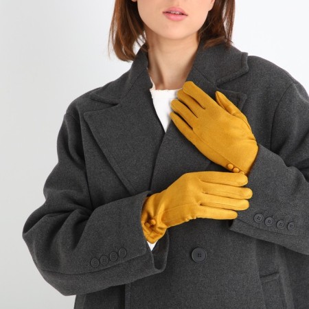 Gloves are female, dimensionless, without insulation, mustard color-3