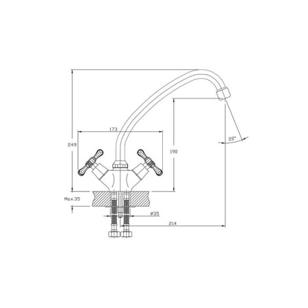 Kitchen mixer Rush Bianki Bi7650-22, two-wound, chrome-1