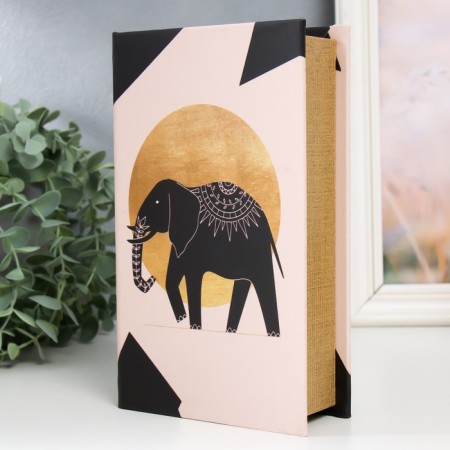 Safe-book wood to the leatherette "Geometry. Elephant" 21x13x5 cm-1