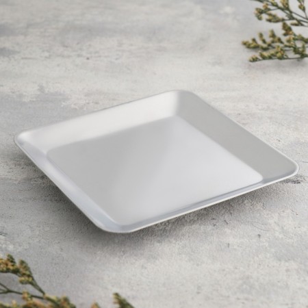 Square Benum Square Metal for one candle, 10x1.1 cm, chrome-1