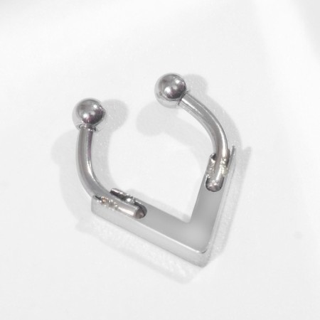 Piercing in the nose (fake for septum) "Triangle", color silver-1