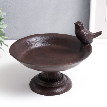 Souvenir cast iron stand "Bird sits on a plate" 13x17x20 cm-1
