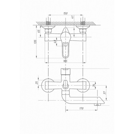FAUZT FZS-243-B100 bath mixer, single-leaf, pour 170 mm, watering can, chrome-3