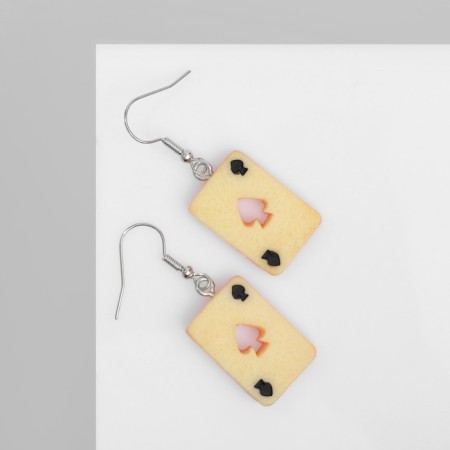 Earrings Assorted "Joy" maps, peaks, beige color in silver-1