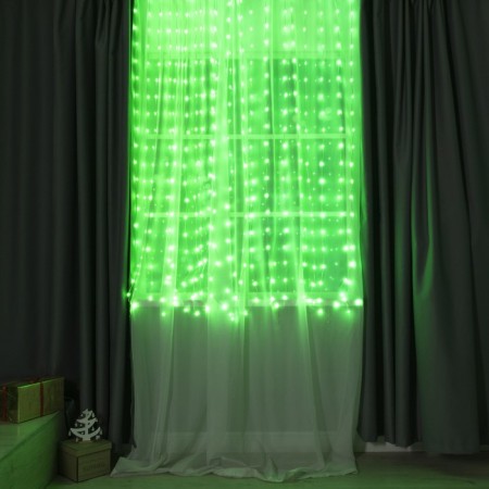 Smart garland "Curtain" 2 × 2 m Rosa, IP20, silver thread, 400 LED, application, glow RGB, USB-2