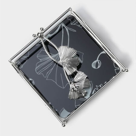 Napkin "flowers", 15 × 15 × 8.5, silver metal color-9