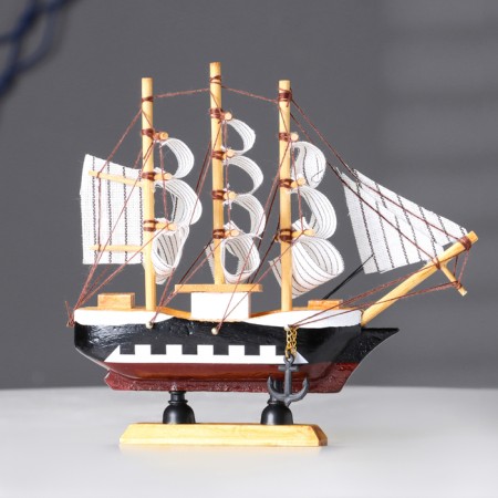 Souvenir Small Small Small "Pharaoh", black sides, cabins, 3 masts, white sails in stripes-1