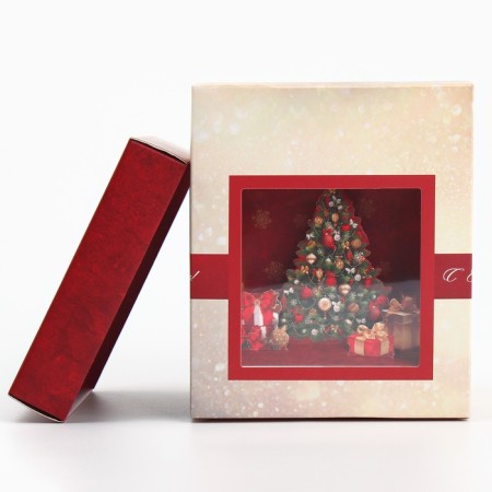 Folding box with 3D effect "Happy New Year", Christmas tree, 11 x 11 x 13 cm, New Year-6