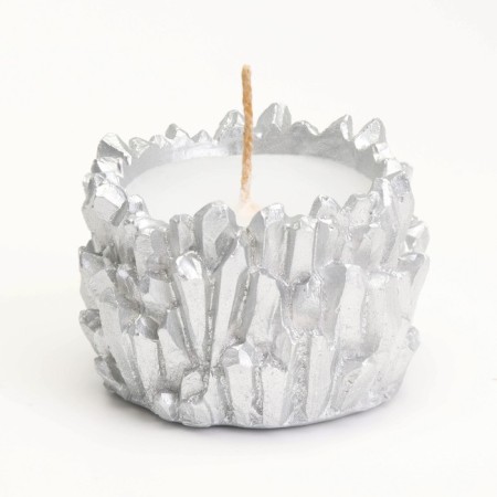 Candle "Crystals" in a candlestick of gypsum, 6x4cm, silver-1
