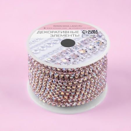 Chain with rhinestones, with holography, metal, glass, 2.5 mm, 9 ± 1 m, silver color-3