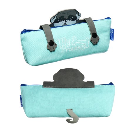 Penal soft, 1 compartment, 80 x 200 x 35 mm, voluminous, cotton fabric, phoenix, fingering from sophisticated leather