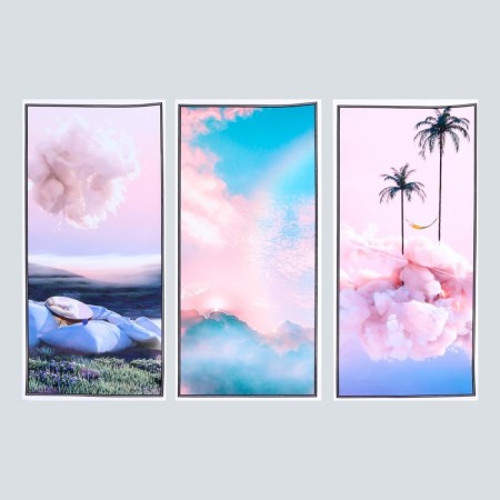 Stick plastic interior triptych "clouds" set 3 sheets 29.5x61 cm-1