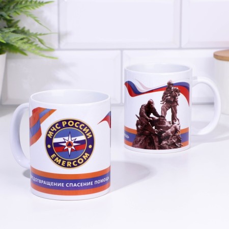 The sublimation mug "EMERCOM of Russia. Prevention, salvation, assistance", with application