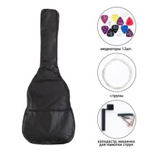 Set of guitarist: a cover and a guitar care products