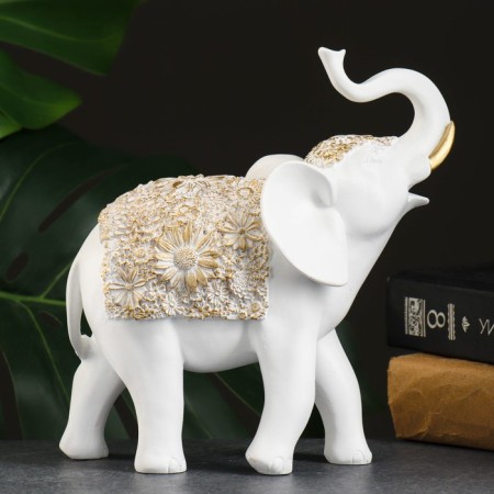 Figure "Elephant" White/gold, 20x8x19cm-2